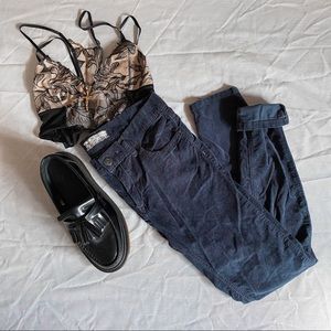 Free People Mid-Rise Navy Blue Corduroy Jeans